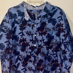 Van Heusen Hawaiian Short Sleeve Button Down Men’s Shirt Blue 3XLT Cotton/Poly